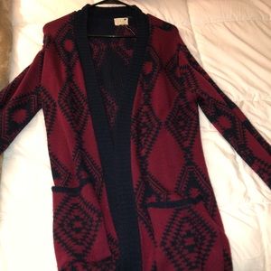 Long LA Hearts Aztec print Cardigan